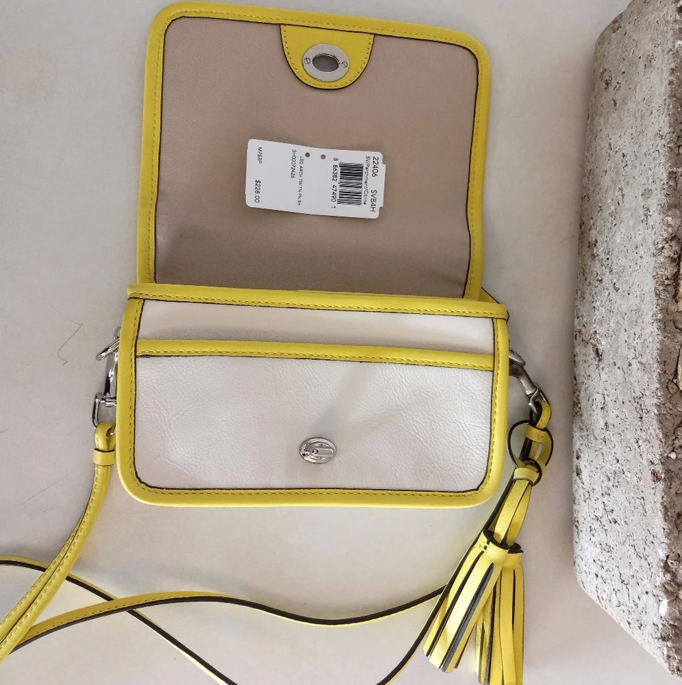 Coach Legacy Archival Two Tone Leather Penny, Shoulder Bag (Citrine/ Parchment)